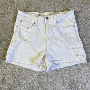 No Boundaries White Denim Shorts Women's Size 9 Frayed Hem